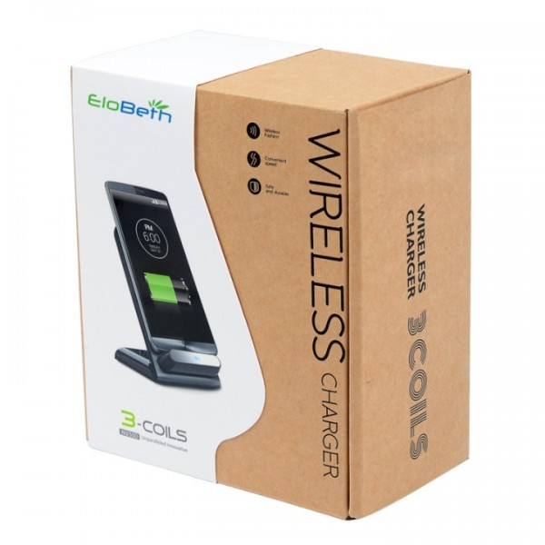 Elobeth Leaning three-coils QI Wireless Charger Pad for Apple Samsung Galaxy S6  LG G3