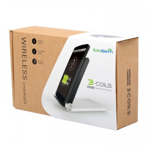 Elobeth 3 Coils Folding Qi Wireless Charger for Samsung Galaxy Note 4 Nokia Lumia HTC LG